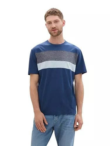 TOM TAILOR T-Shirts TOM TAILOR Herren Basic T-Shirt mit Colorblock Cutlines