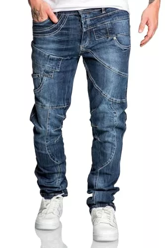 REPUBLIX Jeans REPUBLIX Herren Männer Regular Straight Fit Destroyed Design Jeans Hose R7029