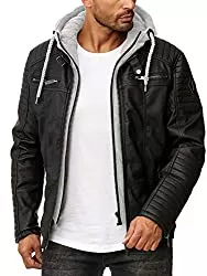 Redbridge Jacken Redbridge Herren Lederjacke Kunstleder Bikerjacke mit Kapuze