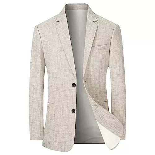 Generisch Blazer Anzüge & Sakkos Für Herren, Leinen Stretch Große Größen Hochzeit Blazer Anzugjacken Business Modern Sommer Dünn Jackett Sakko Sportlich Regular Fit 4XL Leicht Anzug Herrenanzüge