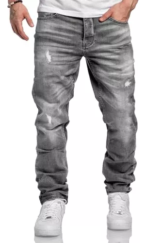 REPUBLIX Jeans REPUBLIX Herren Jeans Regular Straight Fit Denim Hose Destroyed R7998