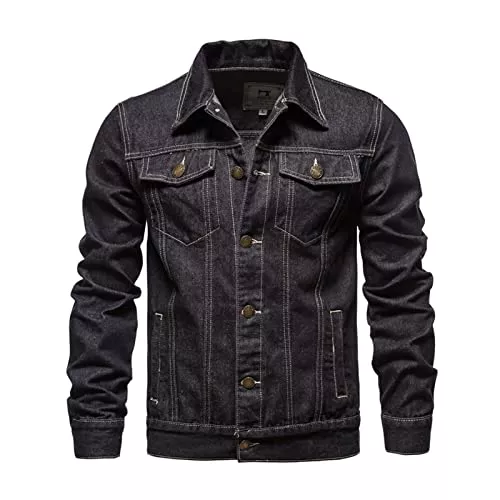 ZF YLYH Jacken ZF YLYH Herren Jeansjacke Jacken Gewaschener Denim Übergangsjacke Frühlings Herbst Jacke Mantel Vintage Herrenjacke Klassische Denim Cargo Coat Slim Fit Jacket Übergangs