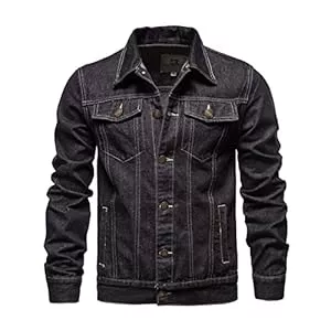 ZF YLYH Jacken ZF YLYH Herren Jeansjacke Jacken Gewaschener Denim Übergangsjacke Frühlings Herbst Jacke Mantel Vintage Herrenjacke Klassische Denim Cargo Coat Slim Fit Jacket Übergangs