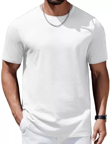 COOFANDY T-Shirts COOFANDY Herren T-Shirts Baumwolle Rundhals T-Shirt Sommer Kurzarm Tshirt Einfarbig Basic Shirts Regular Fit