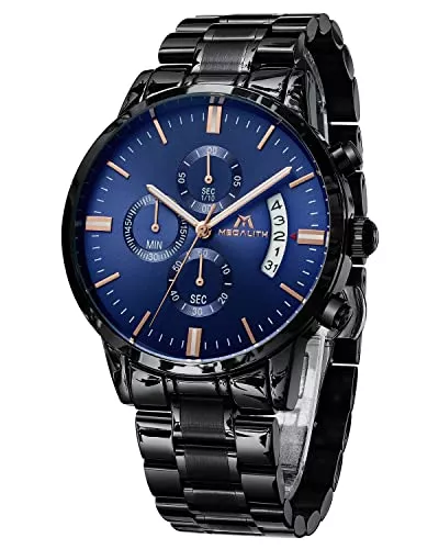 MEGALITH Uhren MEGALITH Herrenuhr Militär Chronographen Herren Wasserdicht Analog Armbanduhr Großes Ziffernblatt Leuchtende Datum Uhren fur Männer Klassische Elegantes Geschenk