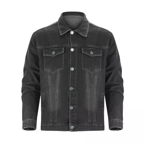 Generisch Jacken Generisch Jeans Jacke Herren Menswear Brusttaschen Jeansjacke Große Größe Männer Frühlingsjacke Western-Jeansjacke Flanellfutter Flanell Regular Fit Übergangsjacke Sommerjacke Denim Jacket