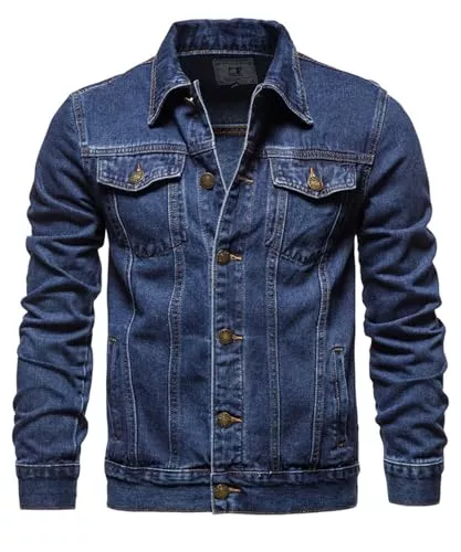 Btmpmcs Jacken Btmpmcs Herren Classics Jeansjacke Vintage Denim Trucker Jacket Gewaschener Cowboy Übergangsjacke Baumwolle Denim Jacke für Frühling und Herbst Western Motorrad Biker Jeans Mantel Outerwear