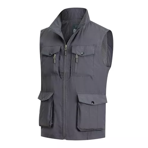 MeiLayM Westen MeiLayM Herren Outdoor Weste mit Vielen Taschen Schnelltrocknende Freizeitweste Leicht Anglerweste Sommer Atmungsaktiv Ärmellose Jacke Sport Multifunktionsweste Camping Fotografie Weste