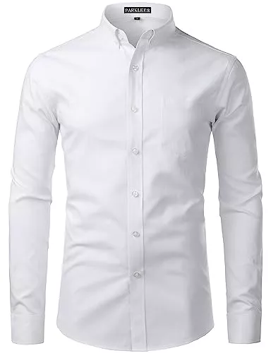 PARKLEES Hemden PARKLEES Herren Slim Fit Langarm Oxford Button Down Business Hemd Freizeithemd