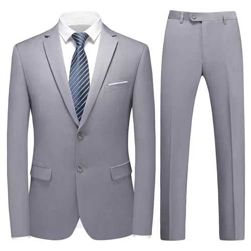 KUDMOL Kostüme KUDMOL Herren Anzug 2 Stücke Slim Fit Anzug Business Hochzeit Formal Dinner Zwei Knöpfe Smoking Anzug für Männer Klassischer Blazer Weste Hose Set