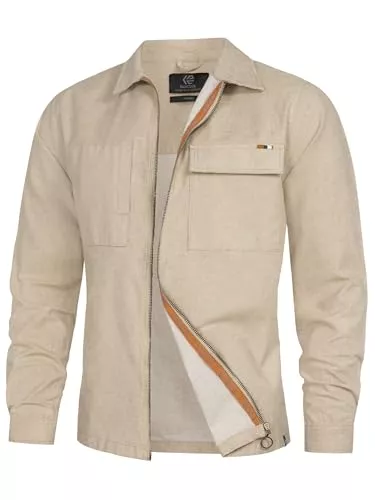 Indicode Jacken Indicode Herren INEuron Langarm-Hemd mit Zwei Brust-Taschen und Reißverschluss | Herrenjacke Männer