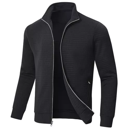 Huayuzh Jacken Huayuzh Jacke Herren übergangsjacke Winter Karierten Jacquard Alltag Freizeit Leicht Jacken mit Reißverschlusstasche