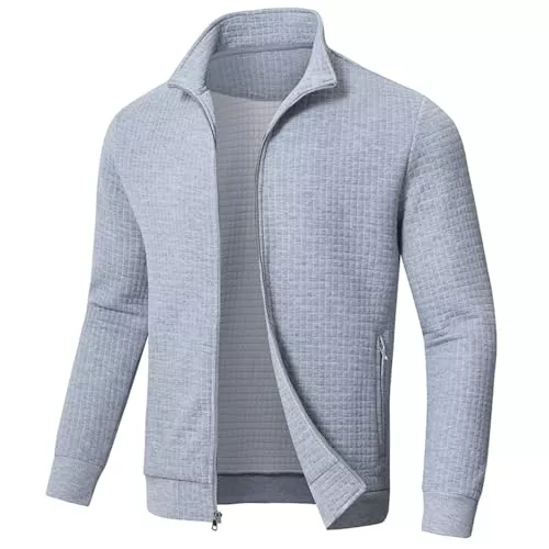 Huayuzh Jacken Huayuzh Jacke Herren übergangsjacke Winter Karierten Jacquard Alltag Freizeit Leicht Jacken mit Reißverschlusstasche