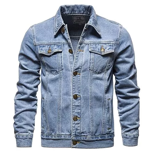 Oanviso Jacken Oanviso Herren Jeansjacke Denim Jacke Basic Mantel Jeans Übergangsjacke Stehkragen Lässige Outwear Baggy Denim Jacket für Männer Motorrad Langarm Mode Mantel Oversized