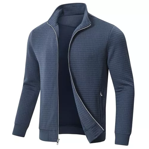 Huayuzh Jacken Huayuzh Jacke Herren übergangsjacke Winter Karierten Jacquard Alltag Freizeit Leicht Jacken mit Reißverschlusstasche