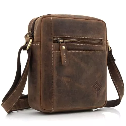 ekavale Taschen & Rucksäcke ekavale Echtleder-Umhängetasche für Herren - Vintage Schultertasche für Männer, ideal für Arbeit, Reisen oder als Geschenk - Messenger Bag für Business und Freizeit in kompakter Größe