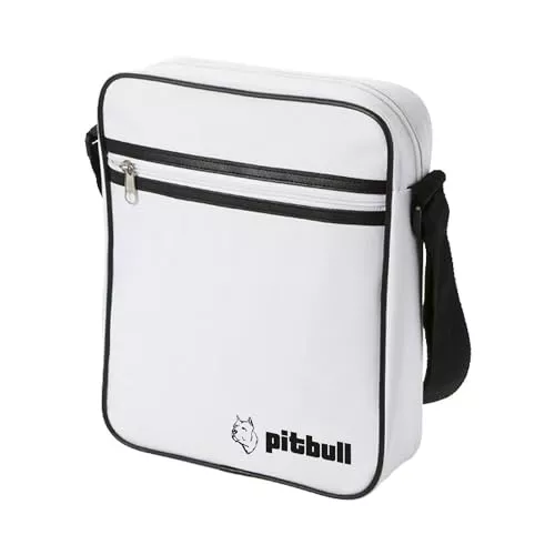 Pitbull Taschen & Rucksäcke Pitbull Umhängetasche aus Kunstleder, 27 x 22 x 6 cm, verstellbar, großes Fassungsvermögen 3,5 l, Unisex-Tasche für Arbeit, Büro, Reisen, Crossbody Messenger geeignet für Tablet, Weiß, 27x22x6 CM