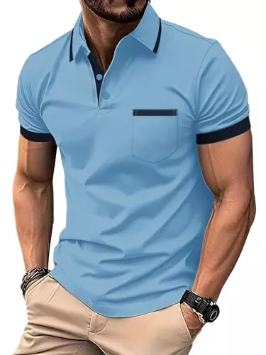 LLdress Poloshirts LLdress Herren Kurzarm Poloshirt Atmungsaktiv Schnelltrocknend Tshirt Freizeit Sport Sommer Poloshirts Männer Knopfleiste Polohemd