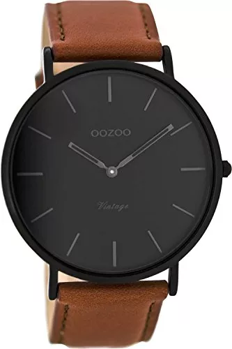 Oozoo Uhren Oozoo Vintage Herrenuhr Lederband 44 mm