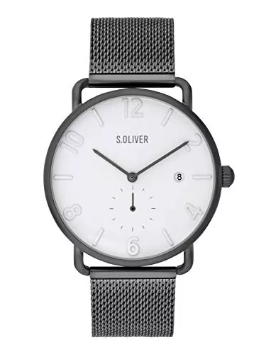 s.Oliver Uhren s.Oliver Herren Analog Quarz Uhr mit massives Edelstahl Armband SO-3717-MQ