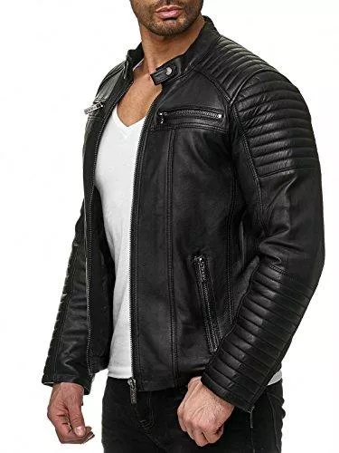 Redbridge Jacken Herren Lederjacke Kunstleder Bikerjacke Übergangsjacke Schwarz