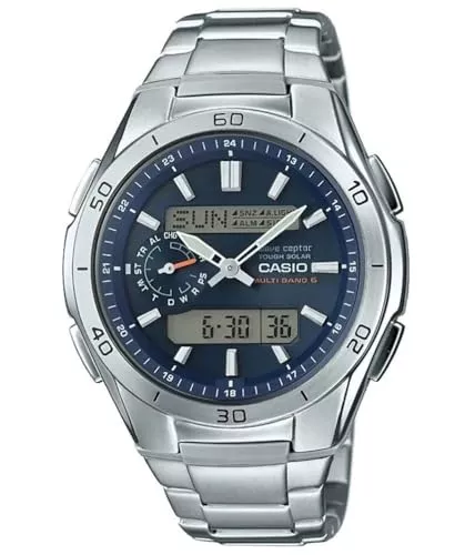 Casio Uhren Casio Wave Ceptor Herrenarmbanduhr Solar und Funkuhr massives Edelstahlgehäuse und Armband