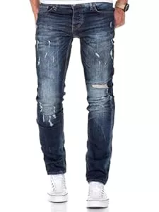 REPUBLIX Jeans REPUBLIX Herren Männer Regular Straight Fit Destroyed Jeans Hose R7500