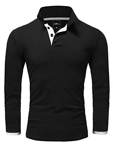 Amaci&Sons Poloshirts Amaci&Sons Herren Poloshirt Basic Kontrast Langarm Polohemd Shirt 5201