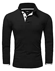 Amaci&amp;Sons Poloshirts Amaci&amp;Sons Herren Poloshirt Basic Kontrast Langarm Polohemd Shirt 5201