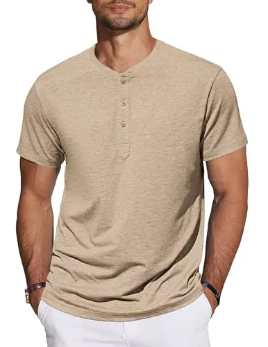 TARAINYA T-Shirts TARAINYA Henley Shirt Herren Baumwolle T-Shirt Kurzarm Sommer Männer mit Knopfleiste