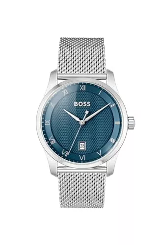 BOSS Uhren BOSS Analoge Quarzuhr für Herren der Principle Kollektion mit Leder- oder Edelstahlarmband, erhältlich in Schwarz, Braun, Grau, Grün und Blau