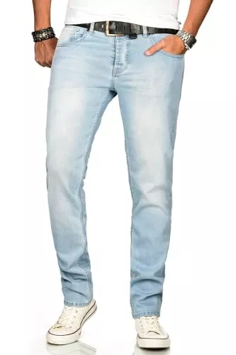 ALESSANDRO SALVARINI Jeans ALESSANDRO SALVARINI Herren Slim Fit Jeans Hose Denim Stretch-Jeans Jeanshose Washed