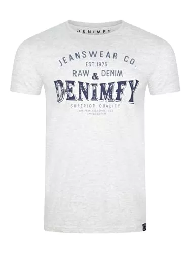 DENIMFY T-Shirts DENIMFY Tshirt Herren Baumwolle Regular Fit DFNuri Rundhals Kurzarm Sommer Tee Shirt Logoprint Schwarz Grau Blau Grün Rot Weiß Navy S M L XL XXL 3XL 4XL 5XL