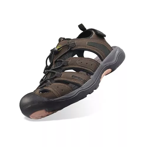 GRITION Sandalen & Slides GRITION Trekkingsandalen Herren Geschlossene Zehe Herren Wandern Sandalen Mesh & PU Oberen Verstellbaren Fersenriemen für Sport und Outdoor Wanderschuhe für Sommer
