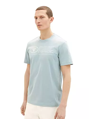 TOM TAILOR T-Shirts TOM TAILOR Herren Basic T-Shirt mit Print aus Baumwolle