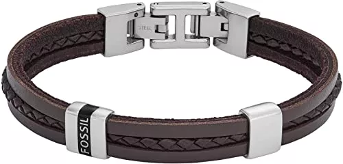 Fossil Schmuck FOSSIL Casual texture Herrenarmband aus Leder oder Edelstahl mit Magnet-, Falt- oder Schnallenverschluss