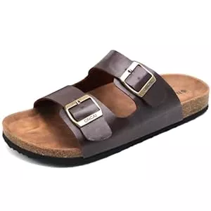 ONCAI Sandalen & Slides ONCAI Herren-Hausschuhe-Pantoletten-Schlappen-Sommerschuhe Flache Sandalen schieben und Sommer Drinnen und Draußen Kork-Sandalen Mit Verstellbarer Rieme