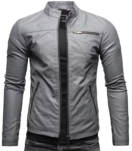 Crone Jacken Crone Vego Herren Eco-Lederjacke Cleane Leichte Slim Fit Basic Jacke Vegan