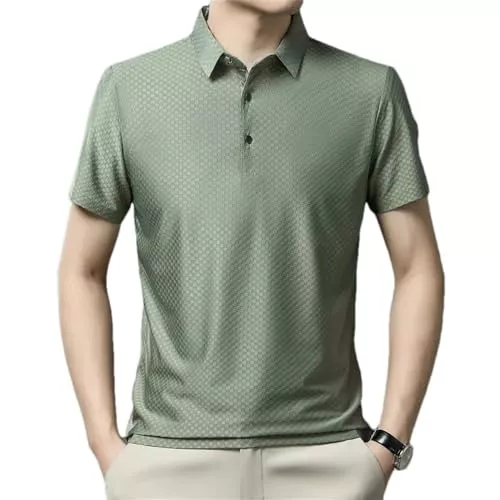 ZouoYYii Poloshirts Poloshirt Aus Seide Für Herren, Business-T-Shirt, Lässig, Kurzärmelig T-Shirts Sommer-Golfshirts