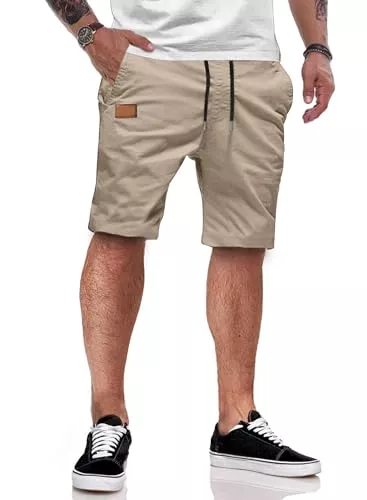 JMIERR Shorts JMIERR Kurze Hosen Herren Shorts Herren Sommer Chino Baumwolle Elastische Taille mit Taschen
