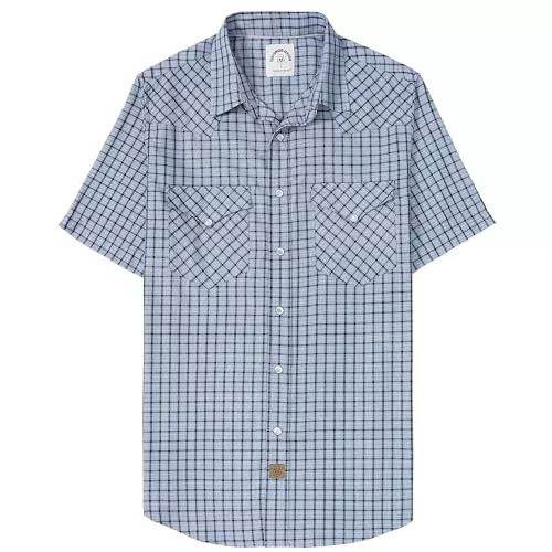 Dubinik Hemden Dubinik® Bambusfaser Kurzarmhemd Herren Freizeithemden Für Herren Druckknöpfe Cowboy Vintage Western Comfort Kariert Hemd