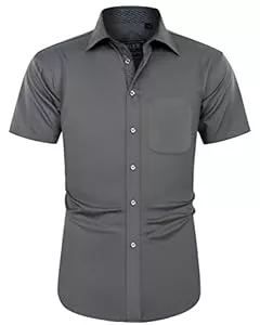 J.VER Hemden J.VER Herren Hemd Kurzarm Freizeithemd mit Tasche Regular fit Businesshemd Bügelleichte Oberteile Männer Modern