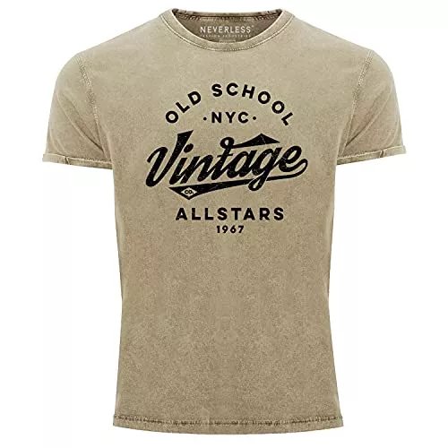 Neverless T-Shirts Neverless® Herren Vintage Shirt Retro Schriftzug Allstars Old School NYC Design Printshirt Used Look Slim Fit