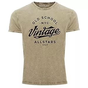 Neverless T-Shirts Neverless® Herren Vintage Shirt Retro Schriftzug Allstars Old School NYC Design Printshirt Used Look Slim Fit