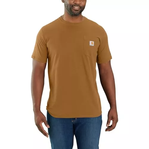 Carhartt T-Shirts Carhartt Herren Force Relaxed Fit Playera De Manga Corta De Peso Medio Con Bolsillo Force Relaxed Fit mittelschweres Kurzarm-T-Shirt mit Tasche