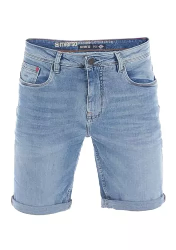 riverso Shorts riverso Jeans Shorts Herren Stretch Kurz Regular Fit RIVUdo Kurze Hosen Bermuda Shorts Sommer Denim Einfarbig Grau Blau Schwarz 30 31 32 33 34 36 38 40 42 44 46