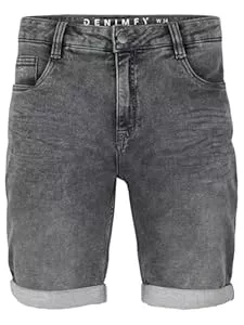 DENIMFY Shorts DENIMFY Jeans Shorts Herren Stretch Kurz Regular Fit DFAri Kurze Hosen Sommer Denim Einfarbig Grau Blau 31 32 33 34 36 38 40 42 44 46