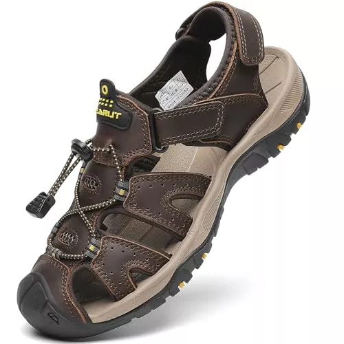 FLARUT Sandalen & Slides FLARUT Sandalen Herren Outdoorsandalen Sommer Wanderschuhe Trekkingsandalen Leder Strand Wandersandale Laufschuhe Lässige Sneaker Sportsandalen