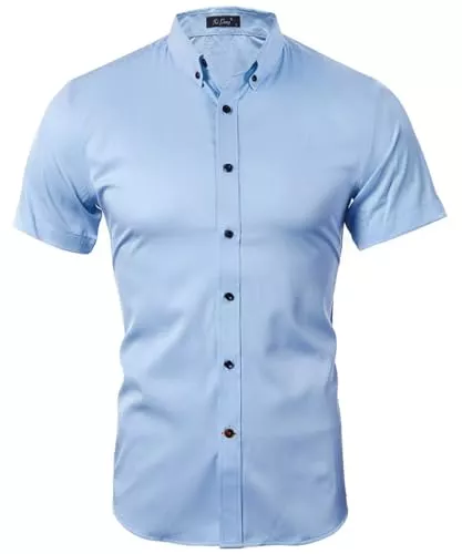 Misfuso Hemden Misfuso Hemd Herren Kurzarm Sommerhemd Herren Kurzarmhemd Freizeithemd Businesshemd Kurzarmhemd Regular Fit Bügelfrei Oberteile Klassische Alltag Oberhemden