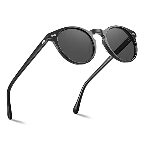 CARFIA Sonnenbrillen & Zubehör CARFIA Polarisierte Sonnenbrille Herren Männer Fahrenbrille Runden Rahmen mit Lederetui